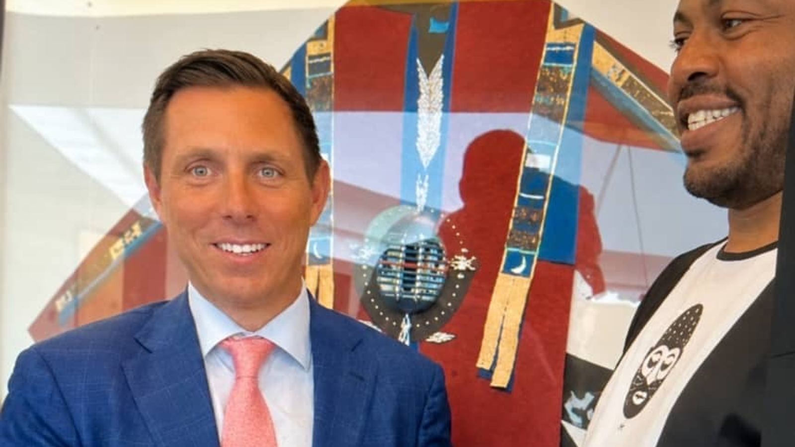 Mayor Patrick Brown of Brampton receiving a commemorative award